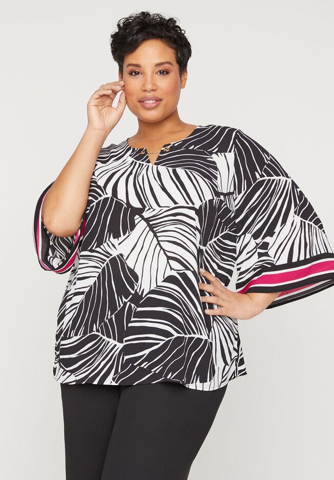 Black Label Palm Branch Top, PALMS PRINT, hi-res image number 0