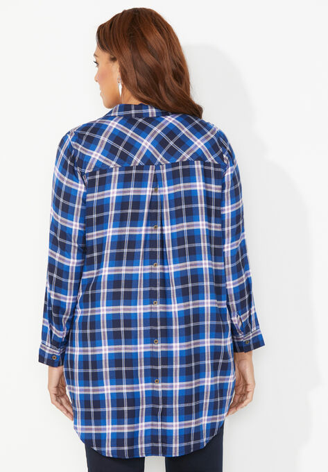 Sparkle Plaid Button Back Shirt, , on-hover image number null