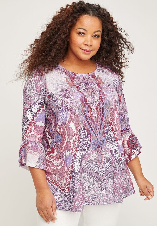 Paisley Plaza Top, PINK PRINT, hi-res image number 0