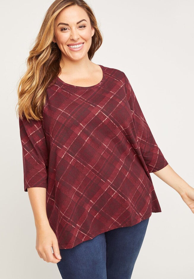 Redwood Plaid Top, RED PLAID, hi-res image number null