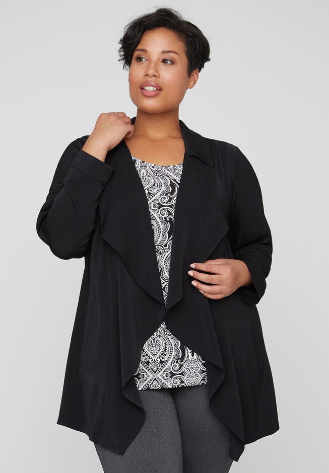 Cascading Twill Overpiece, BLACK, hi-res image number 0