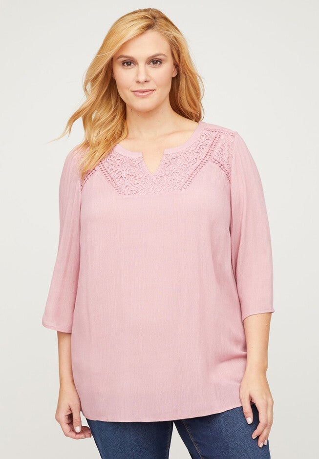 Blush Lace Peasant Top, FOXGLOVE, hi-res image number 0