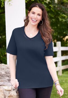 Suprema® Crochet V-Neck Tee