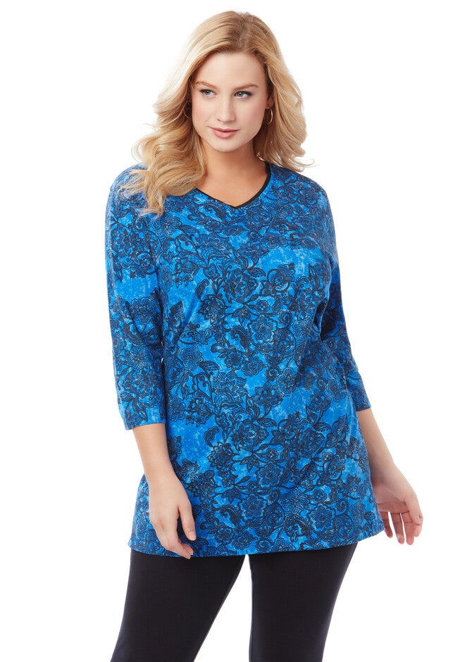 Floral Charm Easy Fit Tee, BLUE WATER, hi-res image number 0