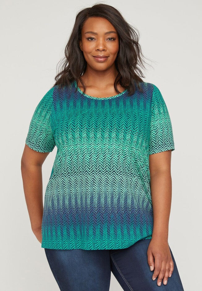 Pure & Easy Zigzag Tee, DARK DENIM, hi-res image number null
