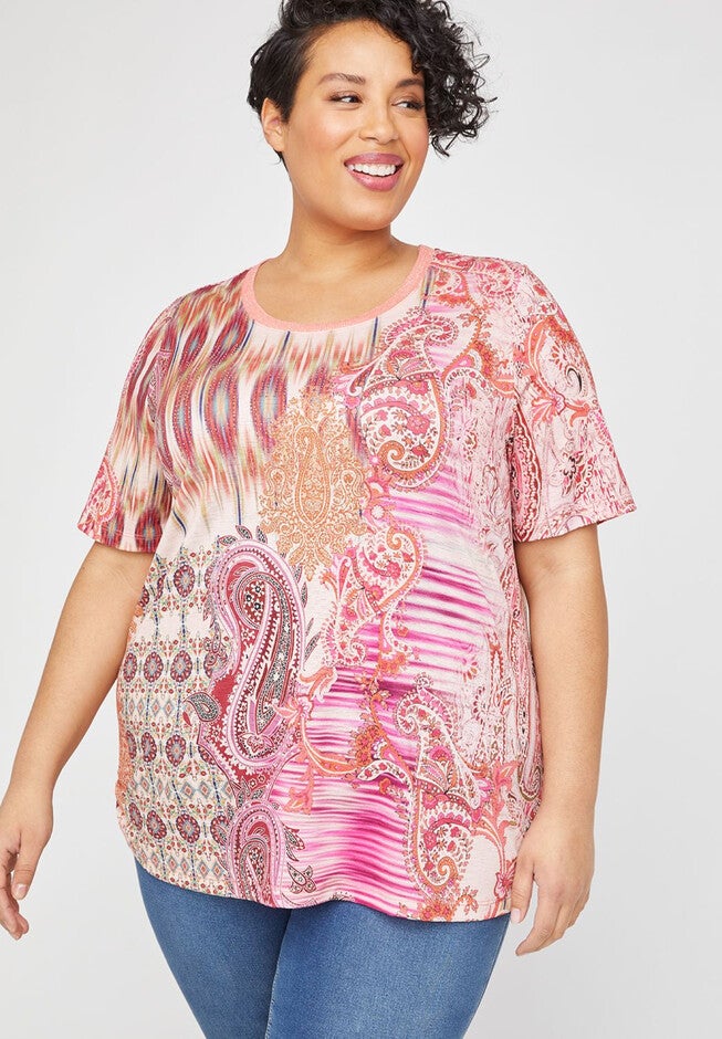 Paisley Tie-Dye Tee, PINK PAISLEY, hi-res image number null
