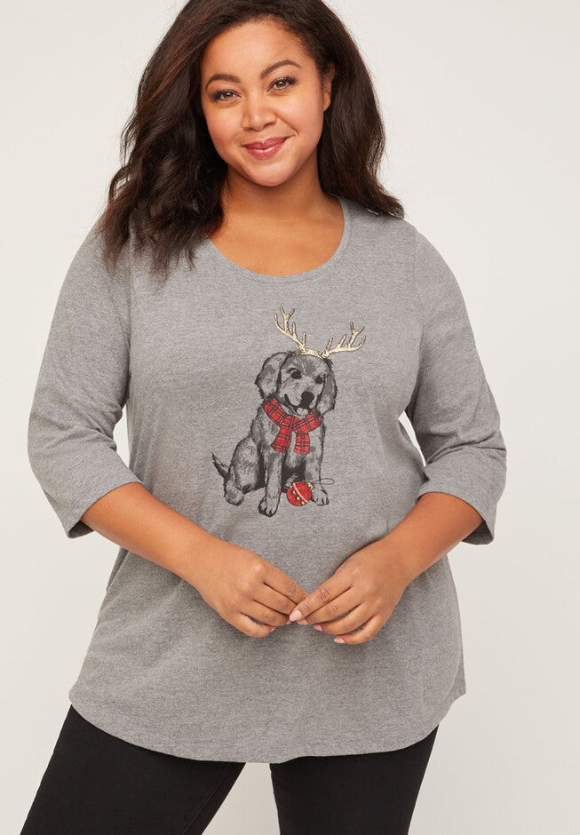 Sparkling Puppy Tee, HEATHER GREY, hi-res image number null