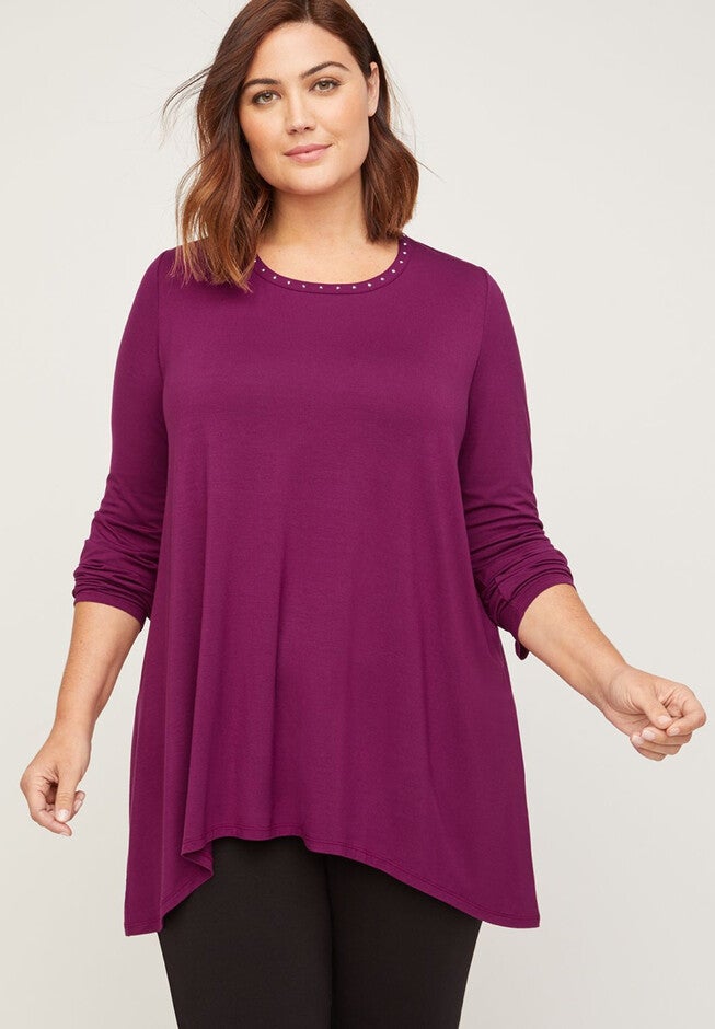 AnyWear Silver Sparkle Tunic, PLUM, hi-res image number null