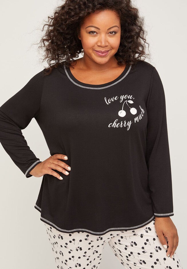 Love You Cherry Much Sleep Top, CHERRY GRAPHIC, hi-res image number null