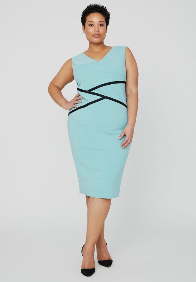 Curvy Collection Bandage Cosmo Dress, MARINE BLUE, hi-res image number 0