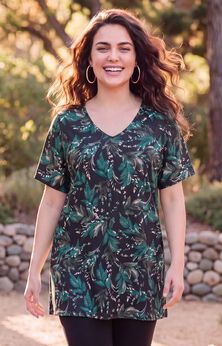 Easy Fit Short Sleeve V-Neck Tunic
