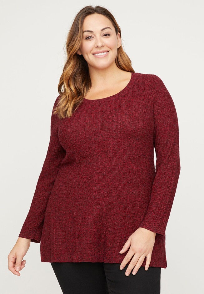 Marled Tunic Sweater, RED, hi-res image number null