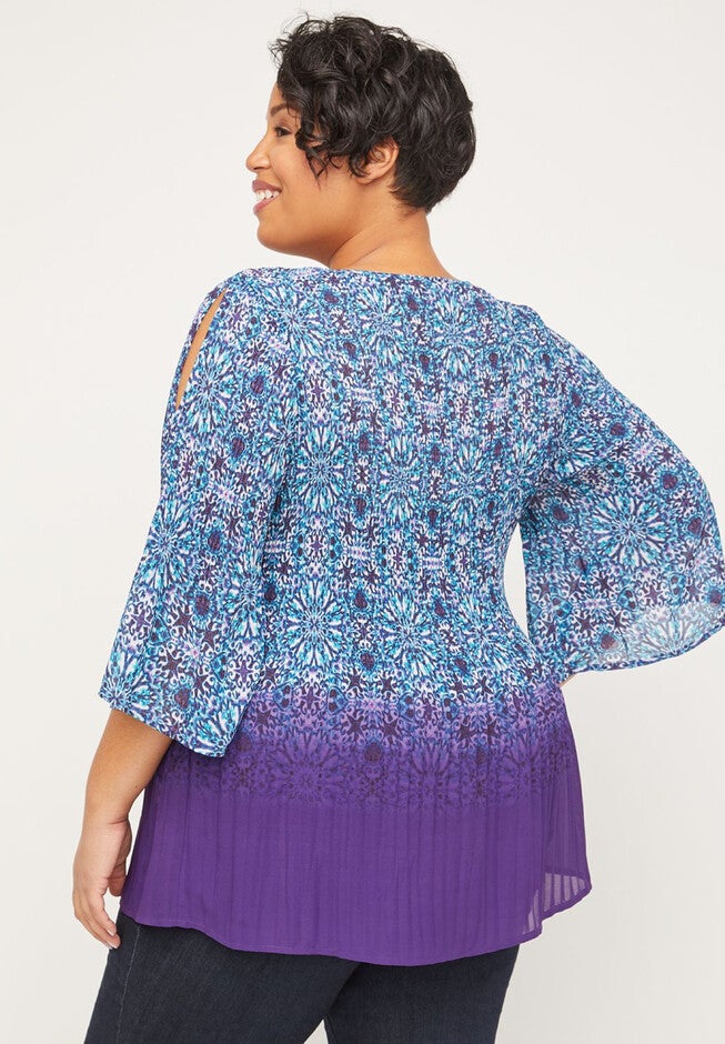 Hidden Cove Pleated Georgette Top, , on-hover image number 1