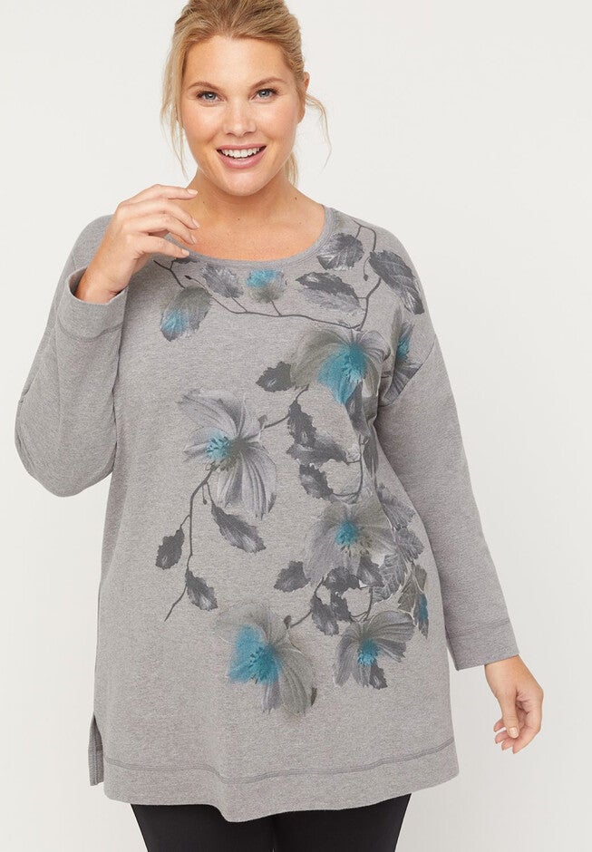 Floral Whisper Sweatshirt, GREY, hi-res image number null