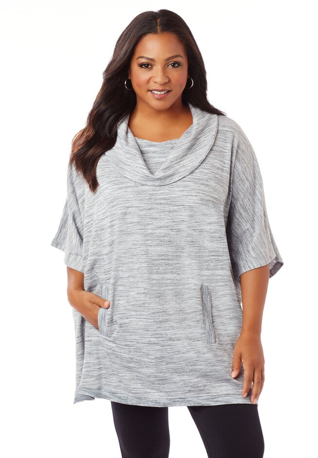 Space Dye Poncho, ICY GRAY, hi-res image number null