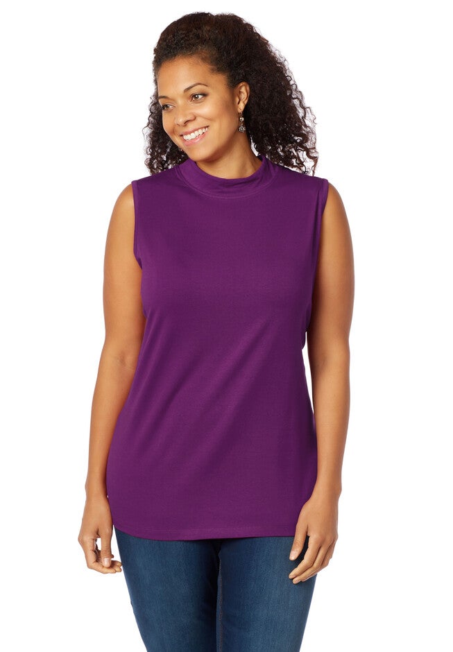 Suprema Knit Mock Turtleneck, PLUM, hi-res image number null