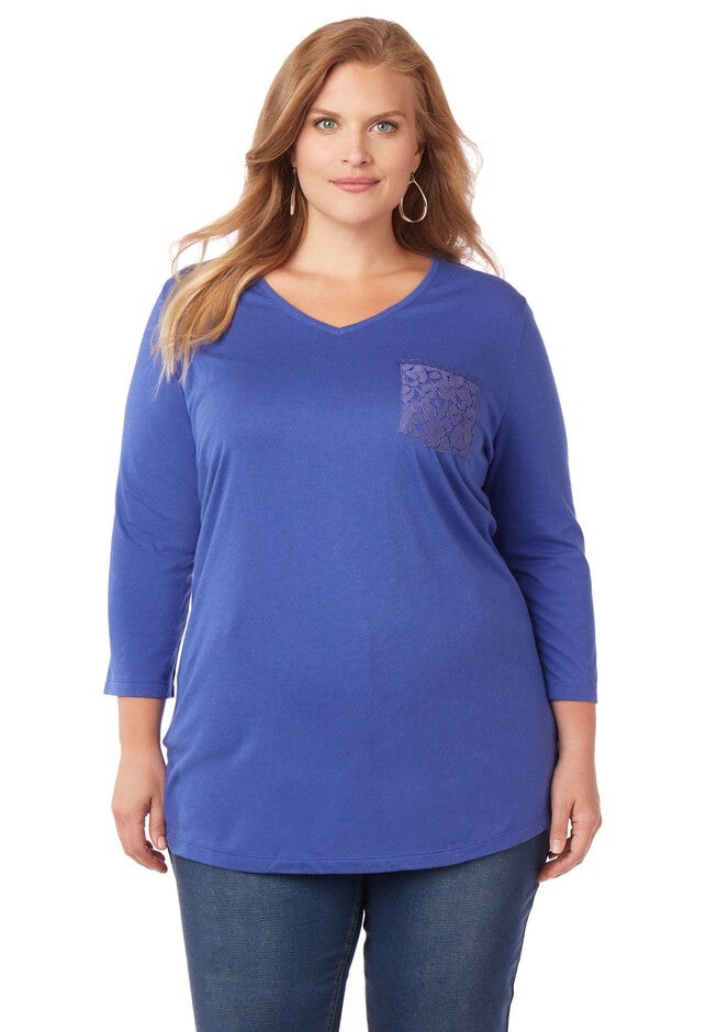 Lace Pocket Tee, EQUINOX BLUE, hi-res image number null