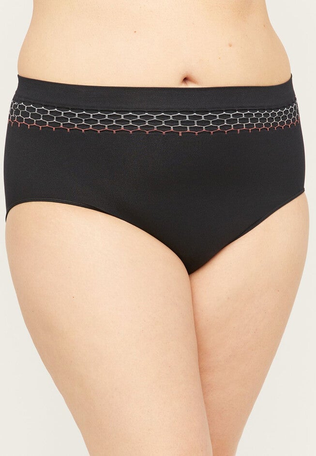 Seamless Hi-Cut Panty with Smocking, BLACK, hi-res image number null