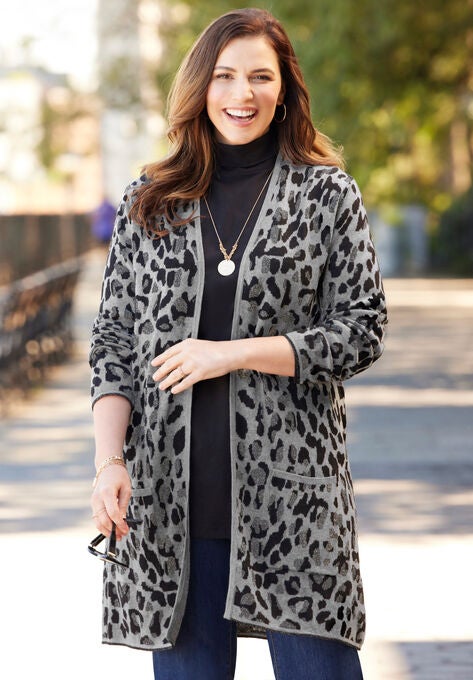 Luxe Sweater Cardigan, GREY ANIMAL, hi-res image number null