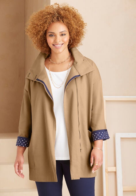 Liz&Me™ Funnelneck Raincoat, SOFT CAMEL, hi-res image number null