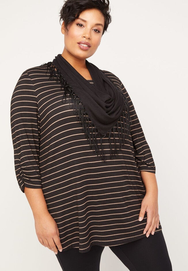 Marston Stripe Duet Tunic Top, BLACK CAPPUCCINO, hi-res image number null
