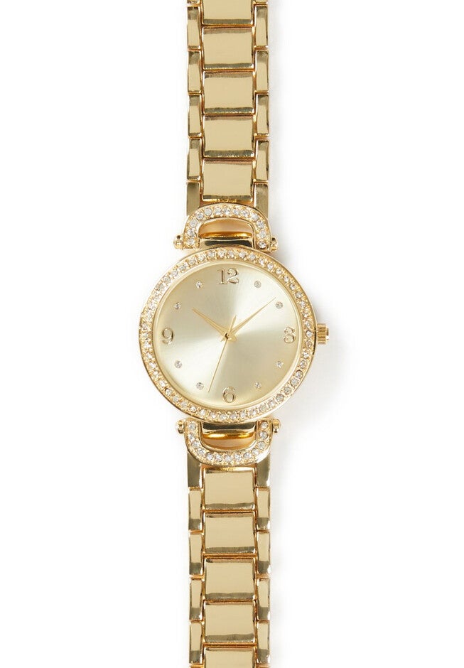 Rhinestone Halo Watch, GOLD, hi-res image number 0