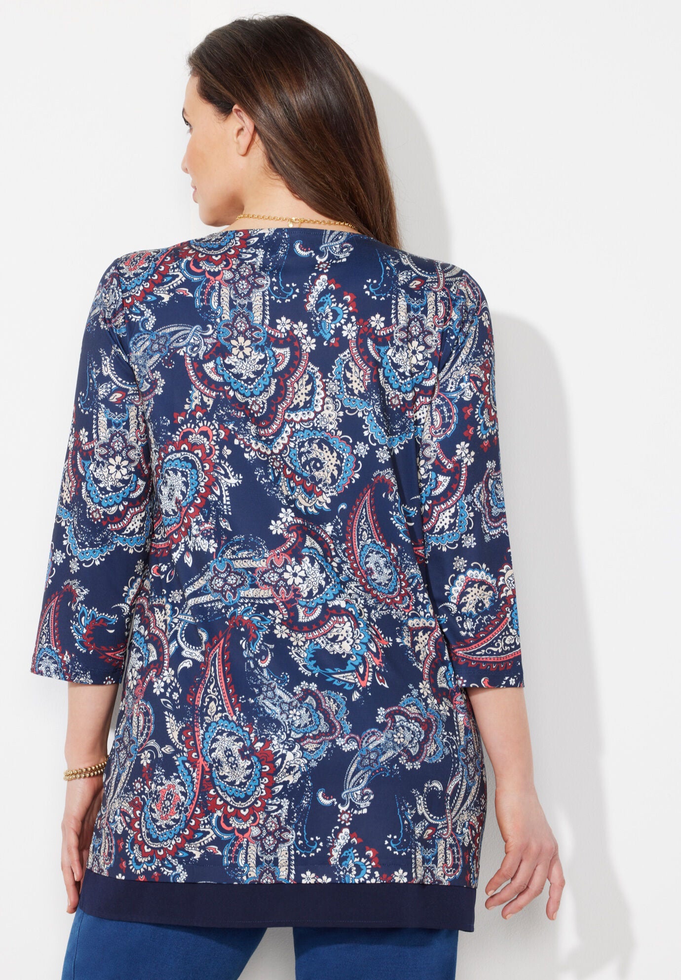Layered Hem Top, BLACK CHEVRON, on-hover image number 1