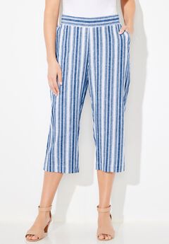 Flat Front Linen Capri