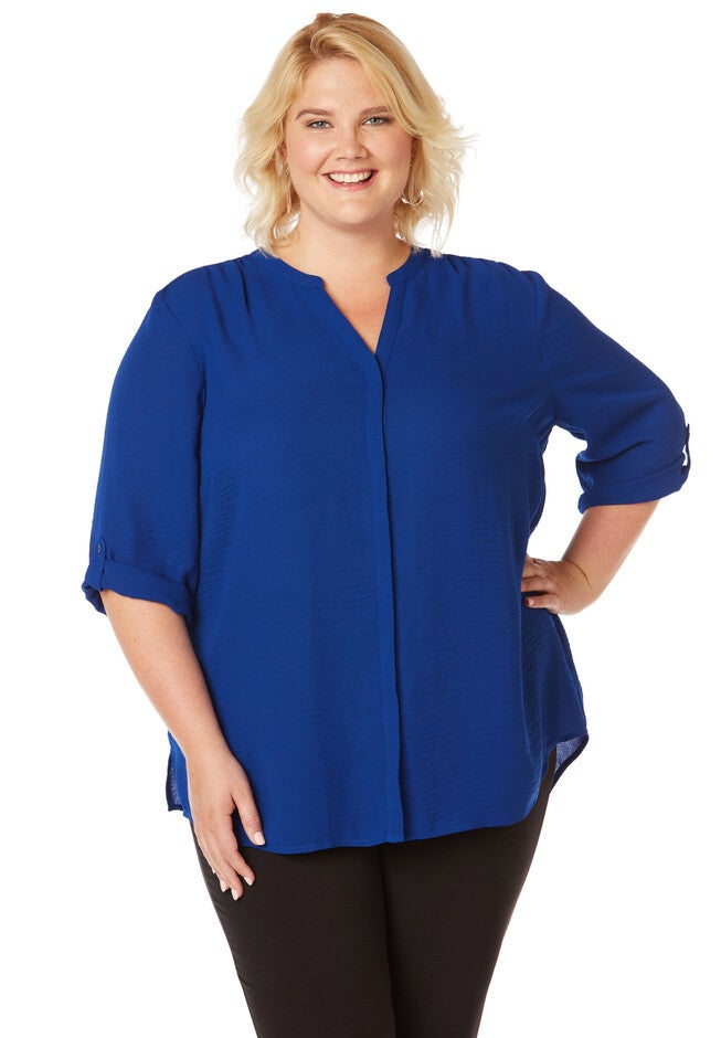 Laurel Hi-Low Blouse, GALAXY BLUE, hi-res image number null