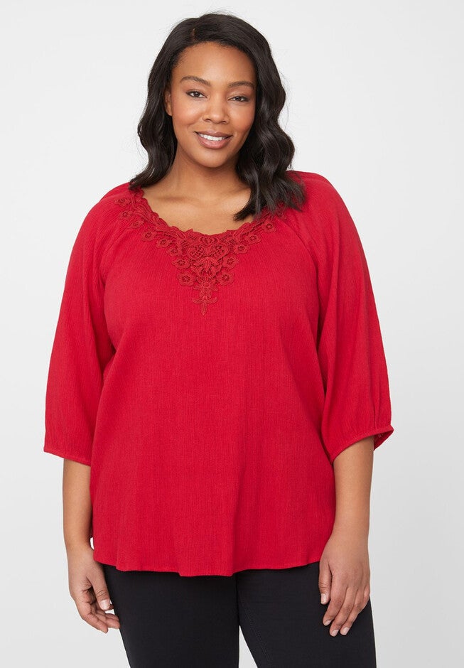Pleasant Day Peasant Top, RED, hi-res image number null
