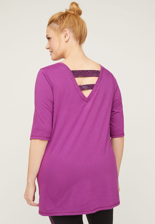 Medallion Tunic Tee With Strappy Back, , on-hover image number 1