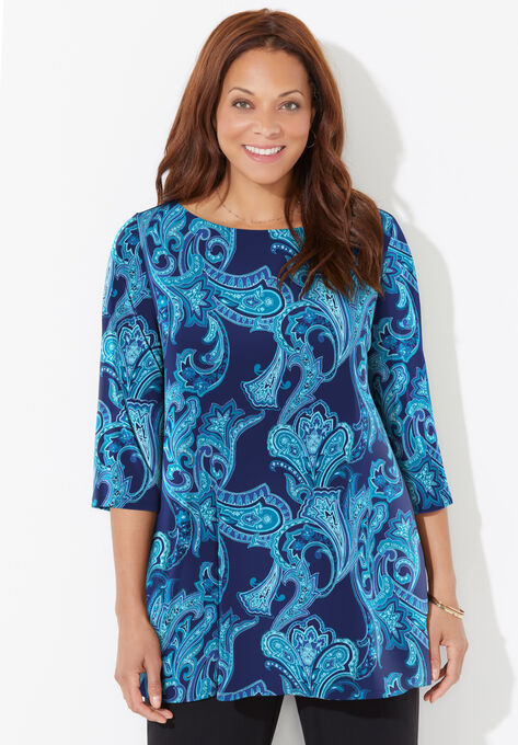 AnyWear Tunic, NAVY PAISLEY, hi-res image number null