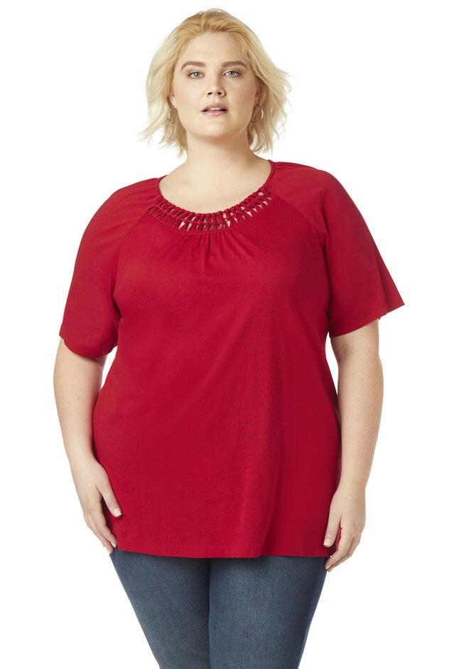 Twist Neck Top, RED, hi-res image number null