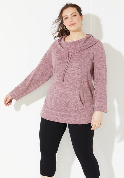 Impossibly Soft Cowlneck Top, DARK MAUVE, hi-res image number null