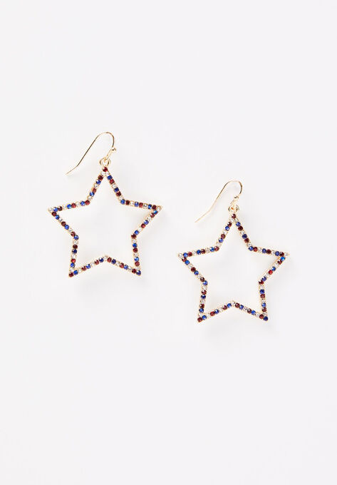 Shining Star Drop Earrings, SILVER, hi-res image number null