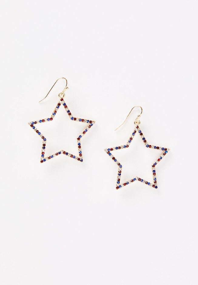 Shining Star Drop Earrings, SILVER, hi-res image number 0