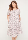 Butterfly Blush Cotton Sleep Gown, WHITE PINK BUTTERFLIES, hi-res image number null