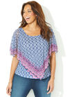 Poncho Duet Blouse, NAVY GRAPHIC BORDER, hi-res image number null