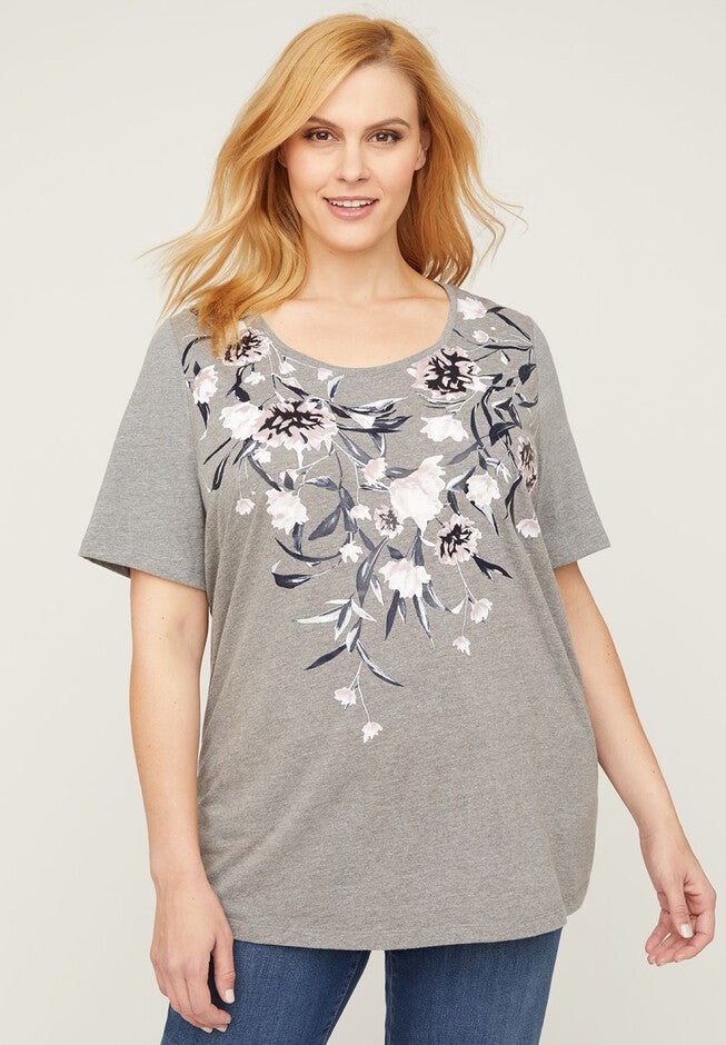 Morning Bouquet Tee, GREY, hi-res image number 0