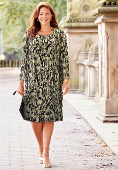 2-Piece Foil Print Jacket Dress Set
