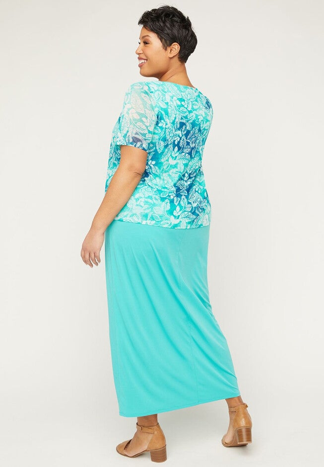 Teal Leaf Duet Maxi Dress, , on-hover image number null