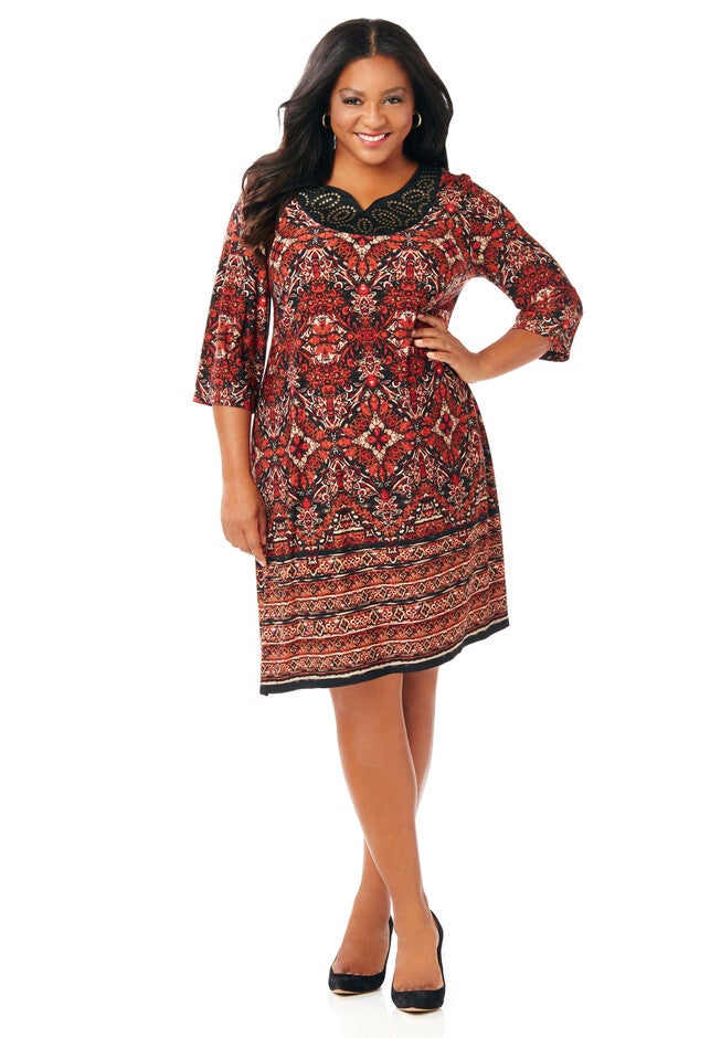 Medallion Shift Dress, MOLTEN LAVA, hi-res image number null