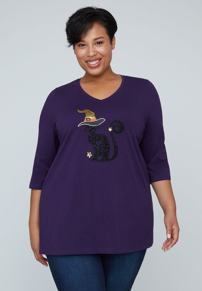 Dazzling Cat Tee, VICTORIA PURPLE, hi-res image number null