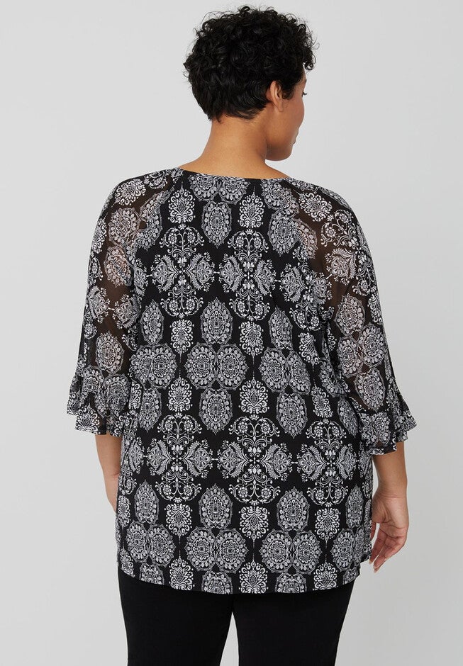 Medallion Ruffle Top, , on-hover image number null