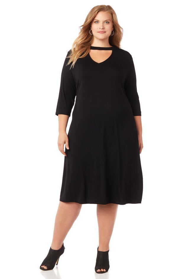 Minimalist Cutout Dress, BLACK, hi-res image number null