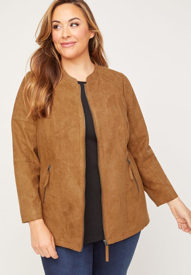 Surrey Vegan Suede Jacket, BROWN, hi-res image number 0