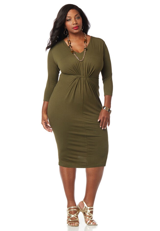 Curvy Collection Cascade Dress, SUCCULENT GREEN, hi-res image number null