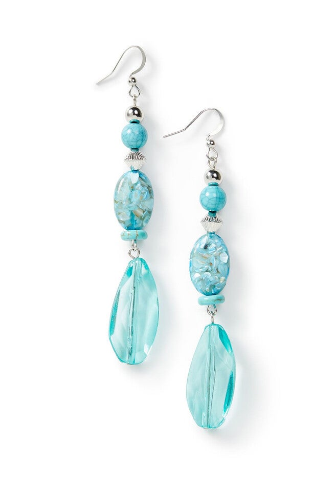 Earth Bead Drop Earrings, BLUE, hi-res image number null