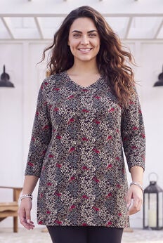 Suprema® 3/4 Sleeve V-Neck Tee