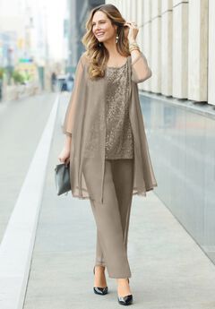 3-Piece Sequin Tank Pant Suit